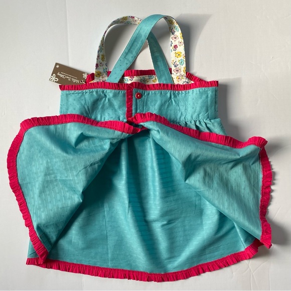 Matilda Jane Shirt Size 12 NWT Enchanted Garden Smock Top New Aqua Pink Trim - Picture 5 of 16